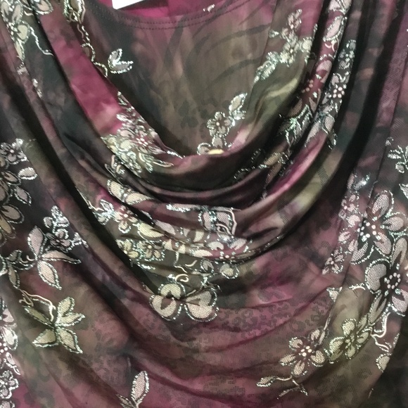 Roz & Ali Women’s Mauve Floral Scoop Neck 3/4 Sleeve Blouse~Size Petite Medium - Picture 2 of 9